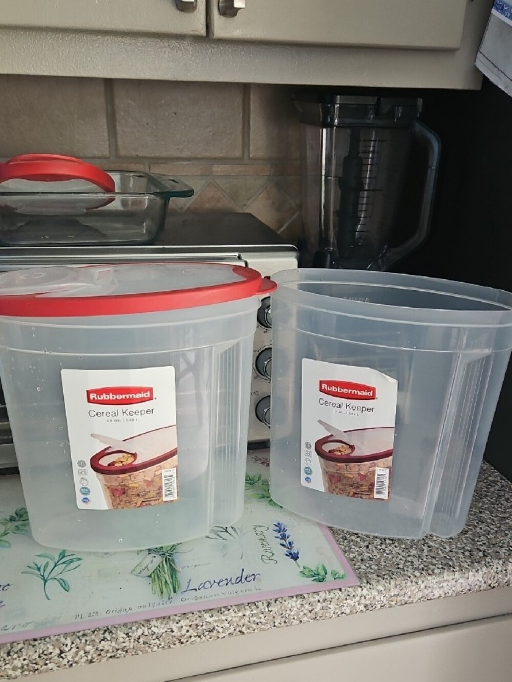 Rubbermaid Red-Lid Clear Cereal Keeper Container Set of 2